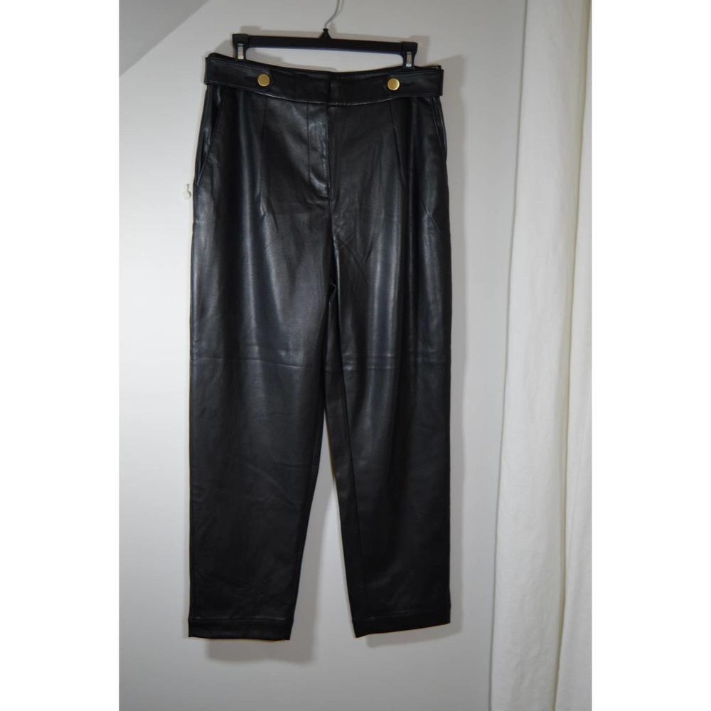 NWT LOFT black faux leather pants trousers size 6